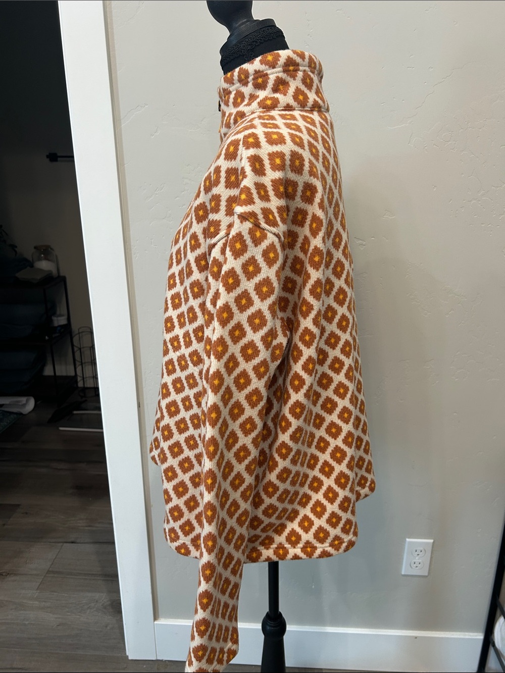 Marmot Cream & Rust Diamond Knit Half-Zip Pullover XL - Picture 3 of 6